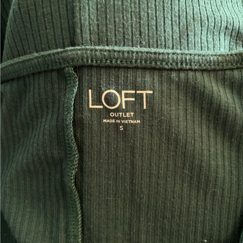 LOFT Deep Green Ruffle V-Neck Blouse - Picture 2 of 5